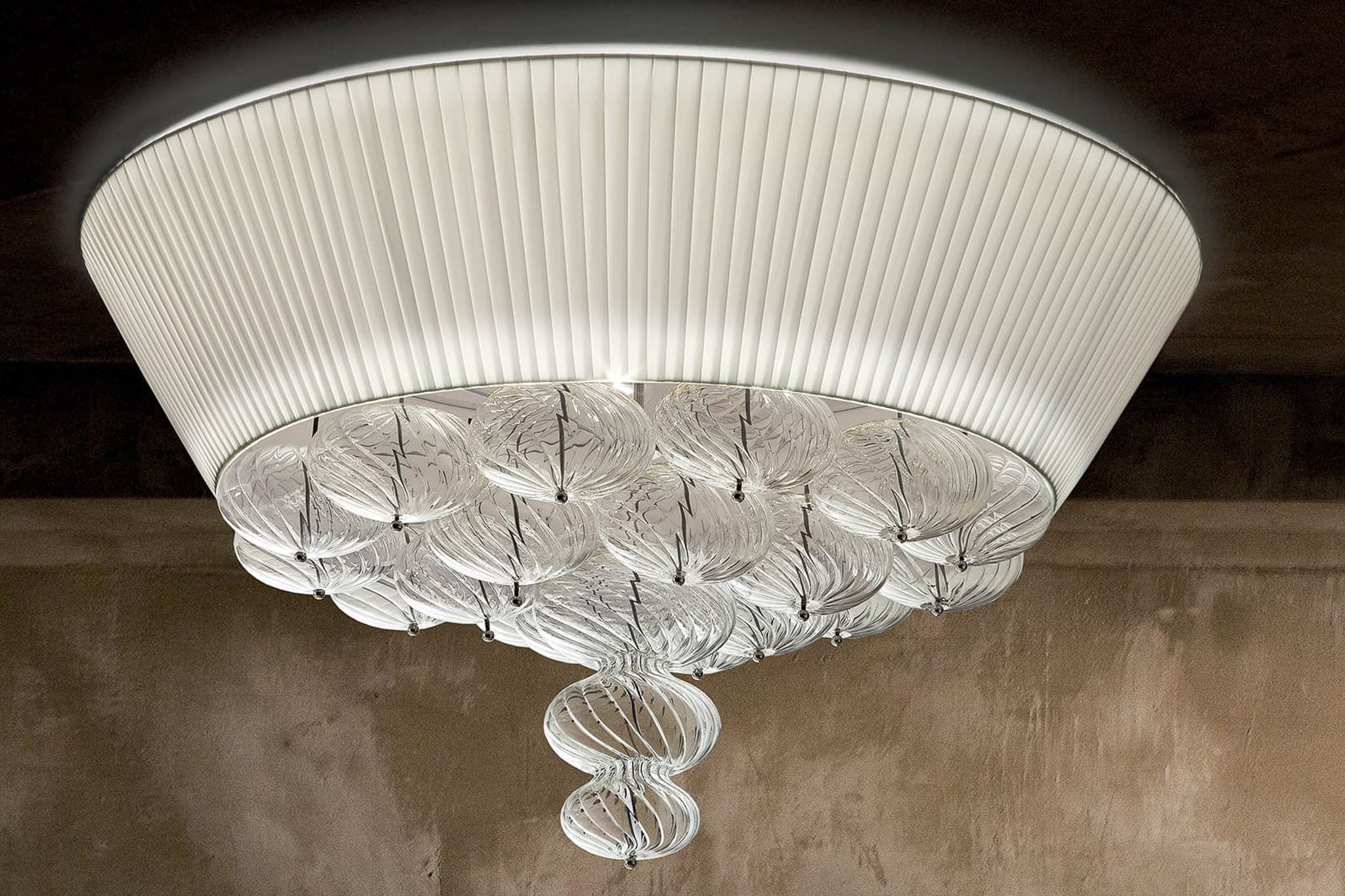 MUSA PLAFONIERA DA SOFFITTO CON PARALUME AVORIO