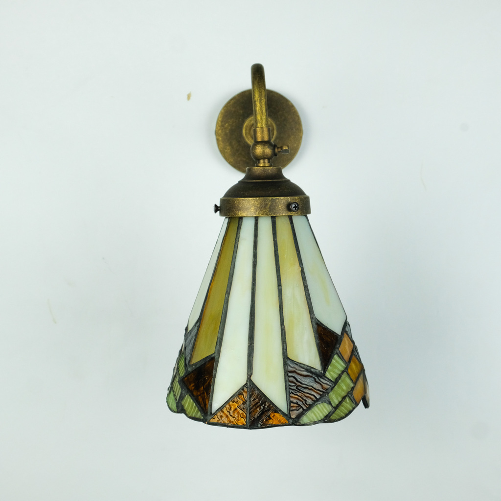 FITZ - APPLIQUE IN OTTONE CON VETRO TIFFANY COLORATO - 1xE14