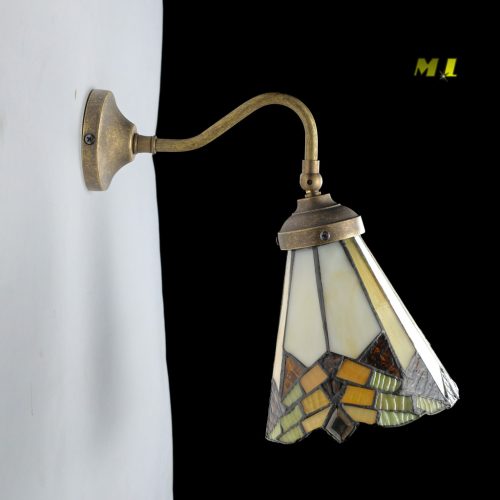 FITZ - APPLIQUE IN OTTONE CON VETRO TIFFANY COLORATO - 1xE14