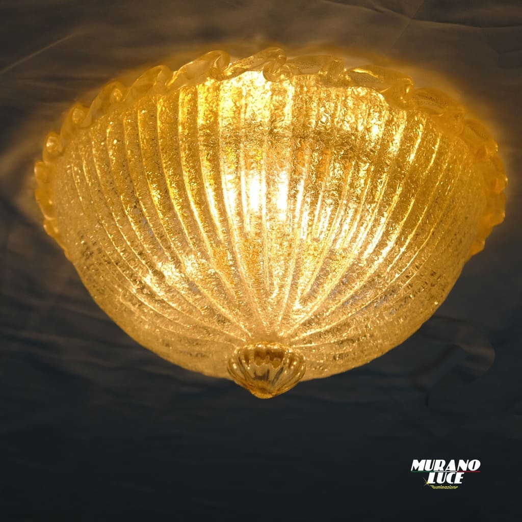 VITTORIA - PLAFONIERA DA SOFFITTO IN VETRO DI MURANO - CRISTALLO CON ORO