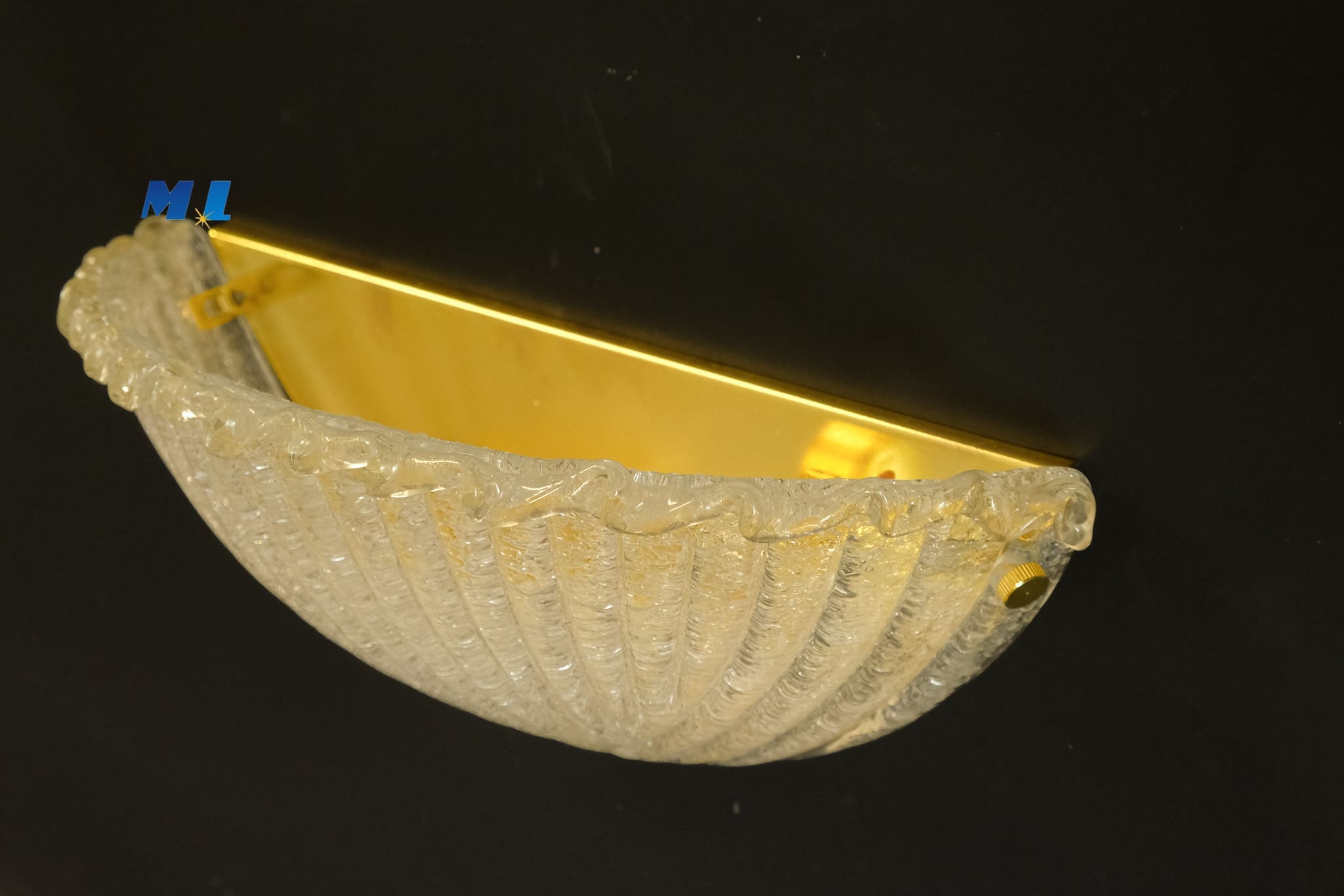 APPLIQUE IN VETRO DI MURANO - COLORE CRISTALLO E MORISE IN ORO