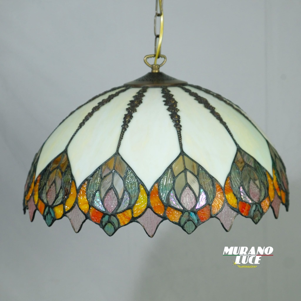 LAMPADARIO TIFFANY ELEGANT - VETRI COLOR - LAMPADA 1xE27
