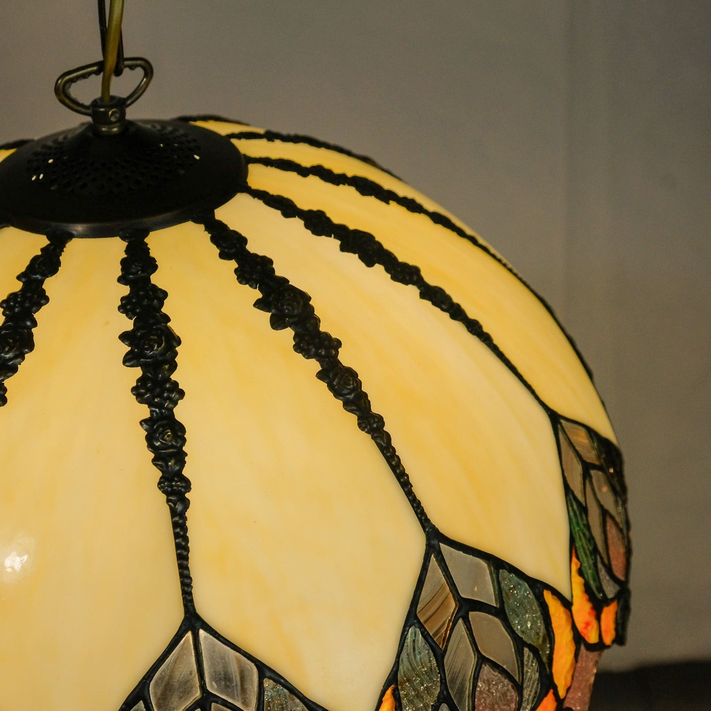 LAMPADARIO TIFFANY ELEGANT - VETRELEGANT - LAMPADA 1xE27 - SOSPENSIONE TIFFANY CON MONTATURA BRUNITA