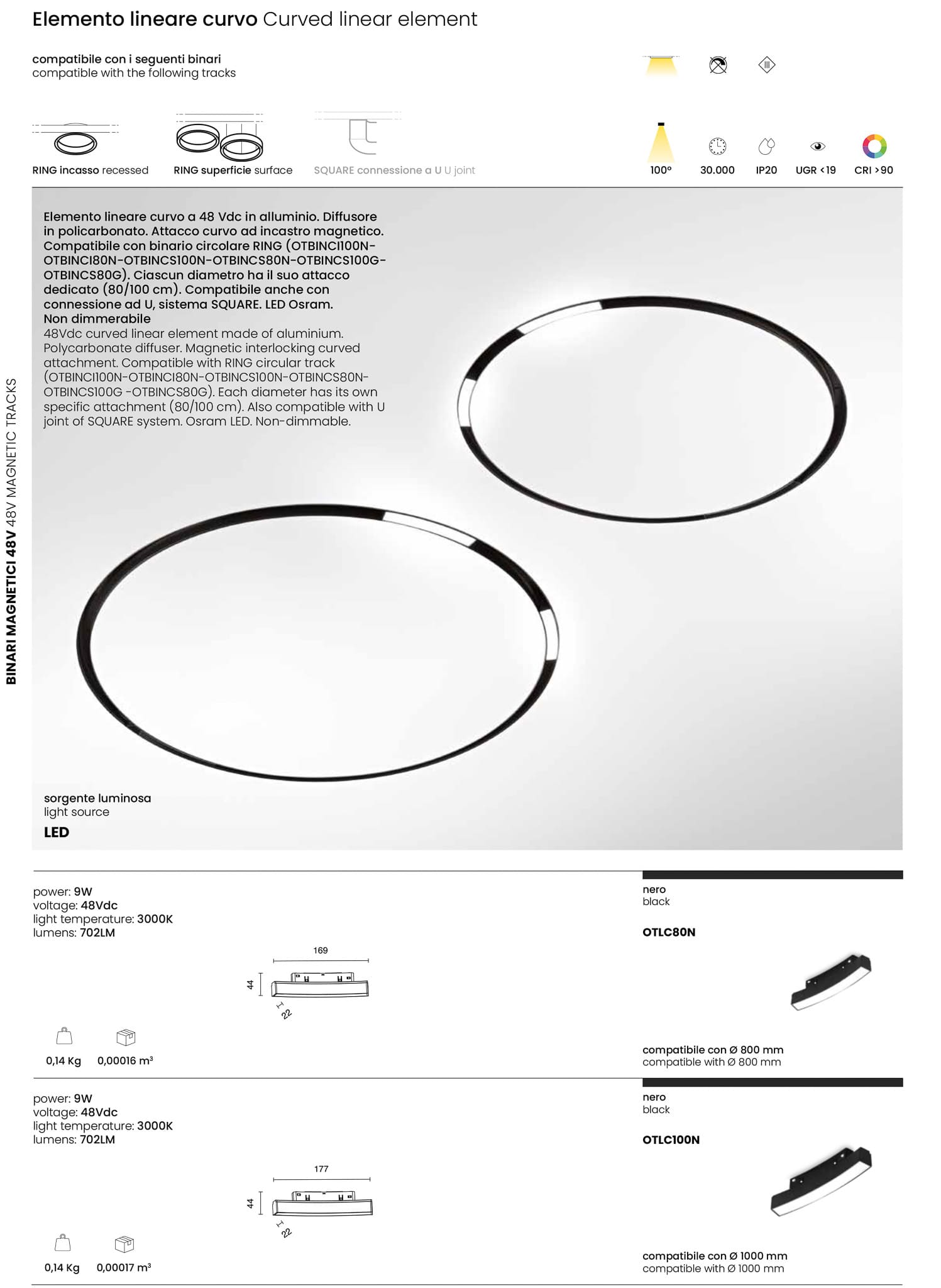 Binario a 48V -Modello sospensione- per compostizione circolarari - colori nero e oro. Incastro magnetico - Modello a incasso Binario a 48V -Modello sospensione- per compostizione circolarari - colori nero e oro. Incastro magnetico - Modello a incasso