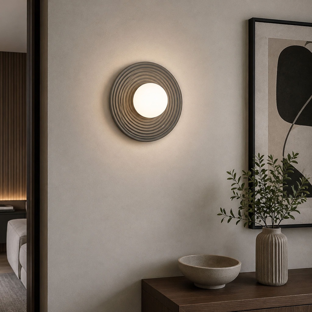 HUEVO - PLAFONIERA DA SOFFITTO CON MONTATURA IN PIETRA COLORATA E DIFFUSORE SFERICO IN VETRO -COLORE GRIGIO ANTRACITE