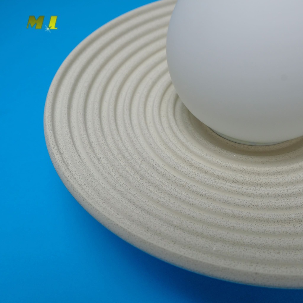 HUEVO - PLAFONIERA DA SOFFITTO CON MONTATURA IN PIETRA COLORATA E DIFFUSORE SFERICO IN VETRO -COLORE BIANCO