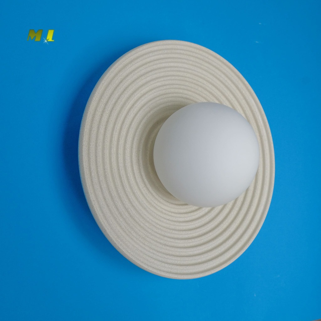 HUEVO - PLAFONIERA DA SOFFITTO CON MONTATURA IN PIETRA COLORATA E DIFFUSORE SFERICO IN VETRO -COLORE BIANCO