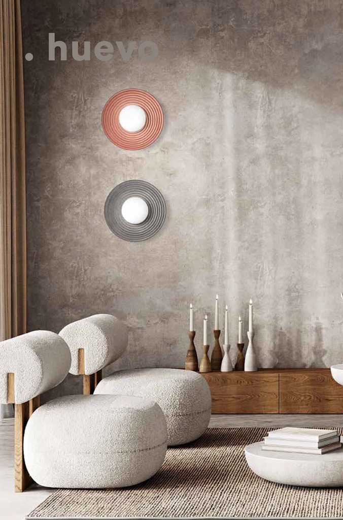 HUEVO - PLAFONIERA DA SOFFITTO CON MONTATURA IN PIETRA COLORATA E DIFFUSORE SFERICO IN VETRO -COLORE TERRACOTTA E GRIGIO ANTRACITE