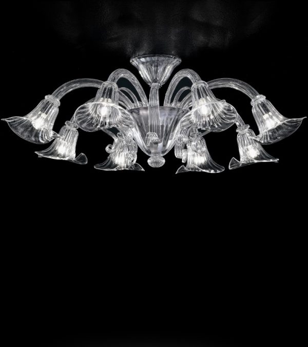 SAN MARCO - plafoniera cristallo 8 luci -vetro soffiato