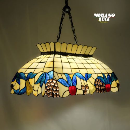 FRUITS - SOSPENSIONE TIFFANY - FORMA RETTANGOLARE diametro 64x40cm - catena color grafite