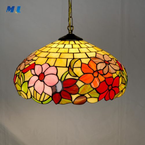 TIFFANY T LINZ - DIAMETRO 40CM -MONTATURA COLOR BRUNITO - COLORI VIVI