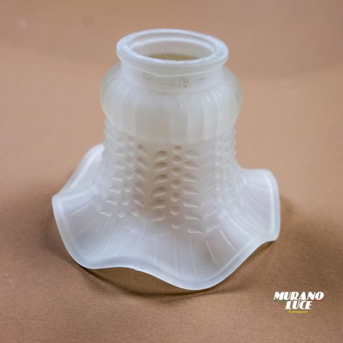 VETRO BIANCO DI RICAMBIO - PER LAMPADARI RUSTICI - IN FERRO - ARTE POVERE - ATTACCO CON 3 VITI SUPERIORE